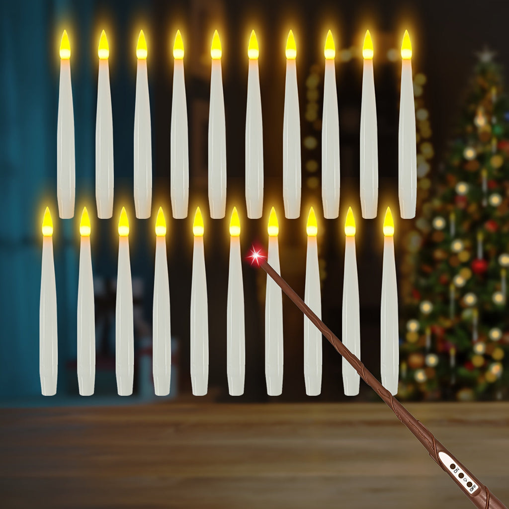 Floating Candles with Wand, Christmas Decorations Magic Hanging Candles, 20 Flameless  Floating LED Candle with Wand Remote, Christmas Gift Battery Operated  Flickering Warm Light Christmas Tree Candle